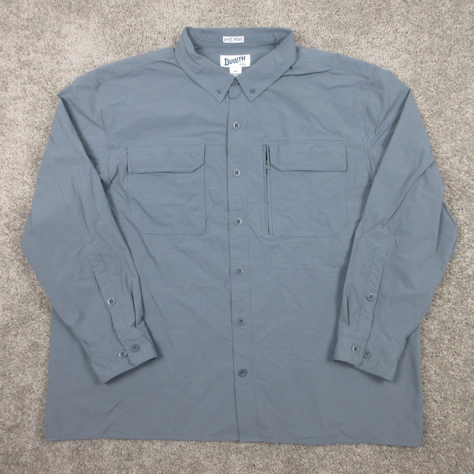 Duluth Shirt Mens 2XL Gray Abrasion Resistant Stretch Flexpedition Work Untucked