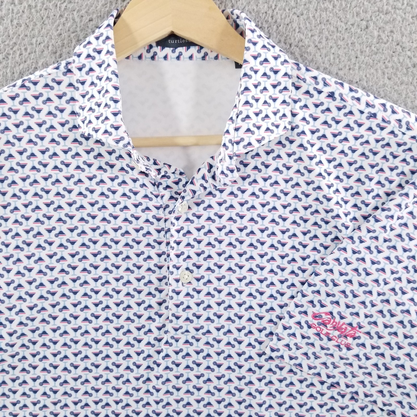 Turtleson Polo Shirt Medium Martini Cocktail Print Performance Canyata Golf Club