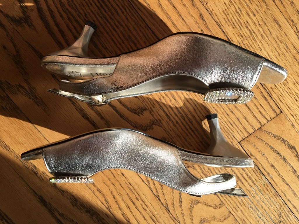 J. Renee Silver Slingback Special Occasion US Size 5 Open Toe Rhinestone Buckle