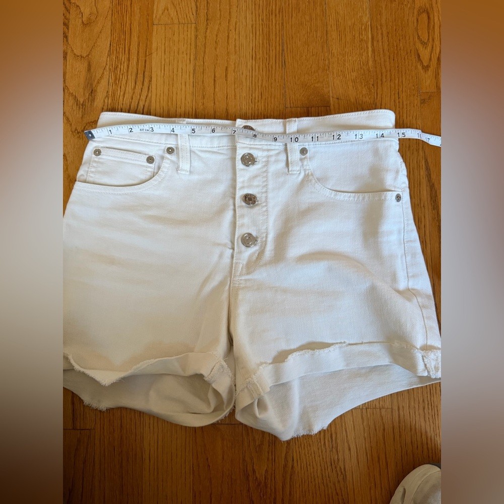 🤍 J.Crew High-Waisted White Denim Shorts – Size 27 🤍
