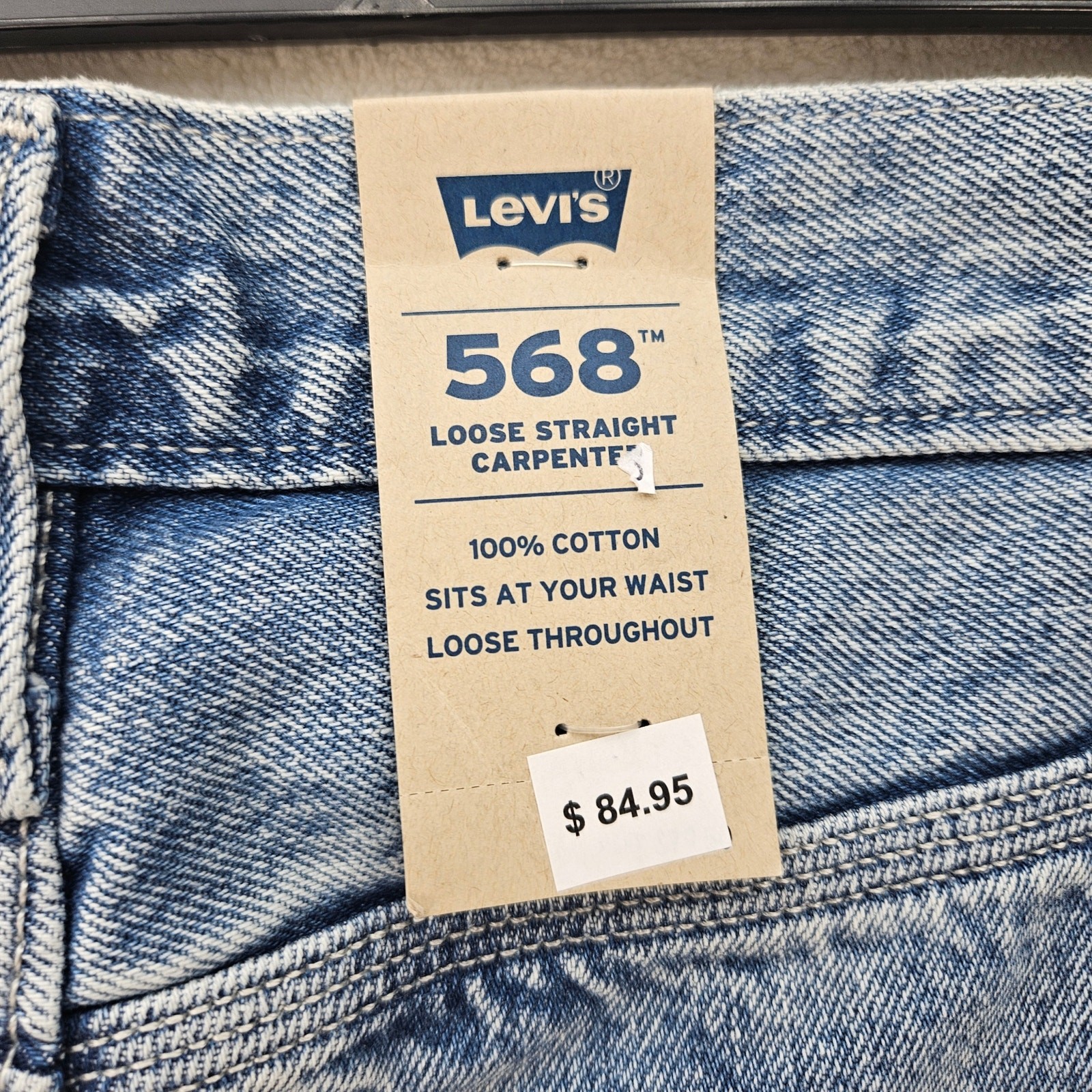 LEVI’S 568 MEN’S 30X32 CARPENTER LIGHT BLUE DENIM JEANS NWT WORKWEAR