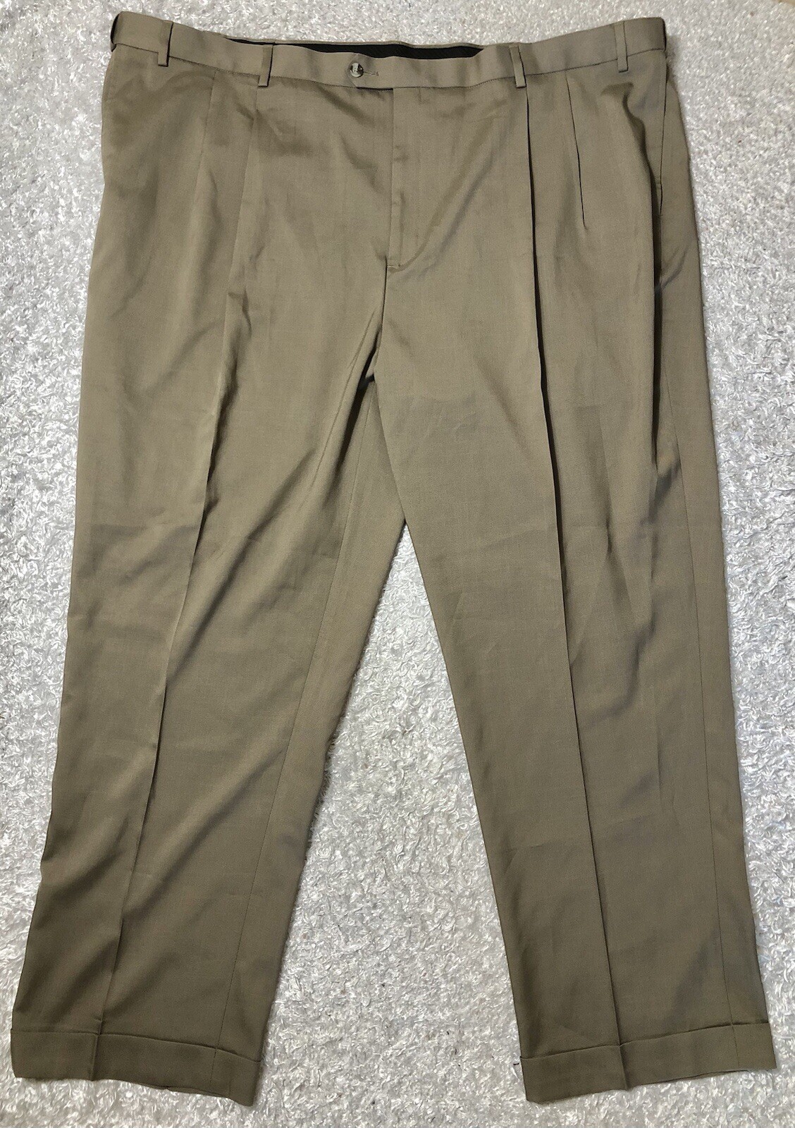 New Mens Savane Straight Leg Stretch Crosshatch Dress Pants 54 x 32 Tan Khaki