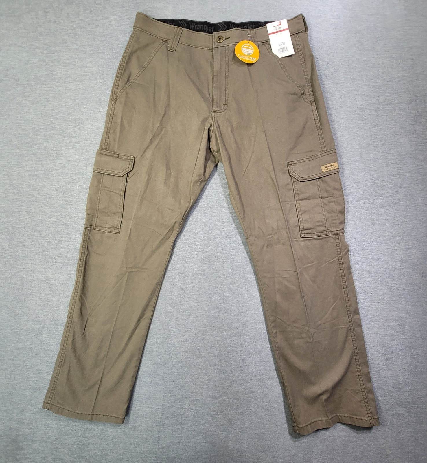 Wrangler Cargo Pants Mens 32×30 Brown Relaxed Fit Straight Leg Stretch NWT