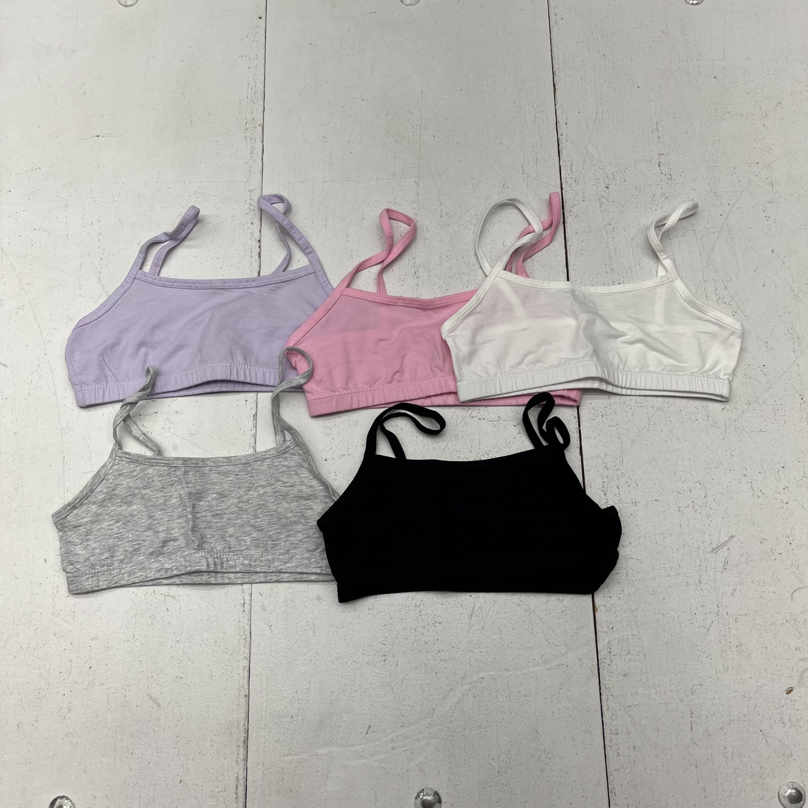 Shein 5 Pack Pink Purple White Black & Gray Training Bras Girls Size 9Y NEW