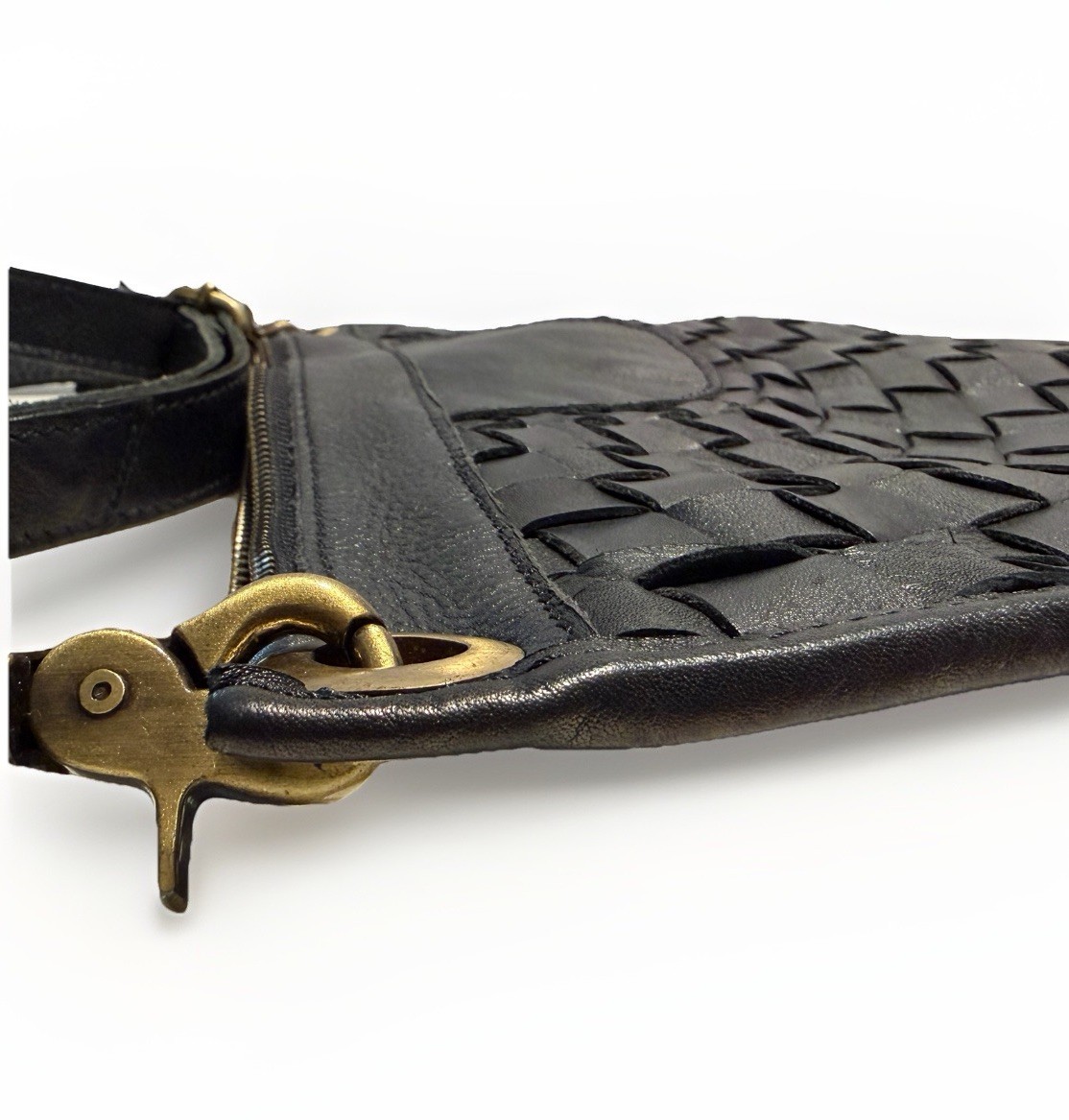 Black Moon Bag Woven Leather Handbag Cut N’ Paste Los Angeles