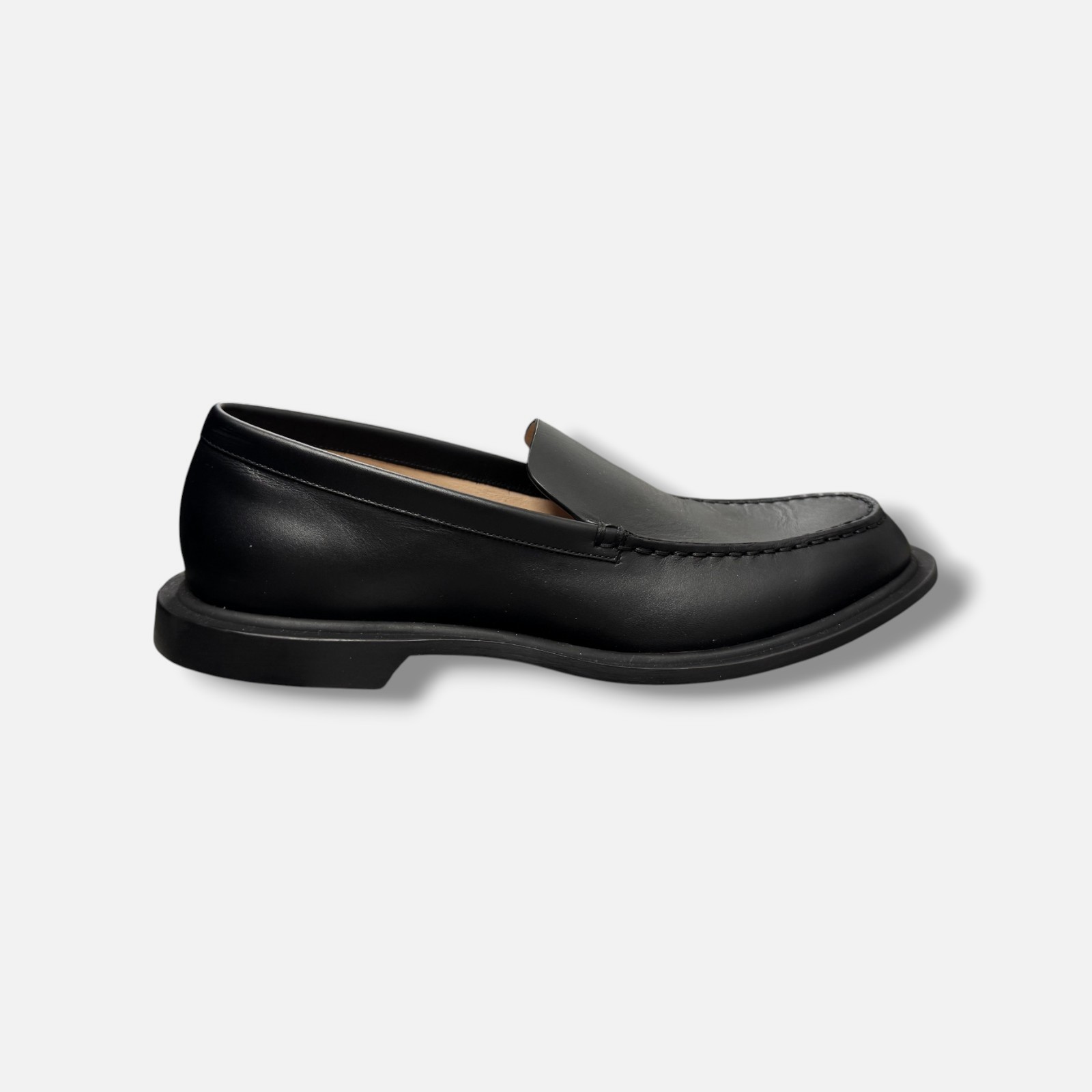 THE ROW Women’s Black Nic Leather Slip-On Loafers Shoes Size EU:37 US:7