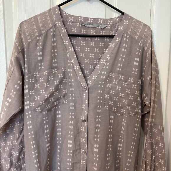 Athleta Ikat Kaftan Shirt Swimsuit Coverup Silk/Cotton Blend XS