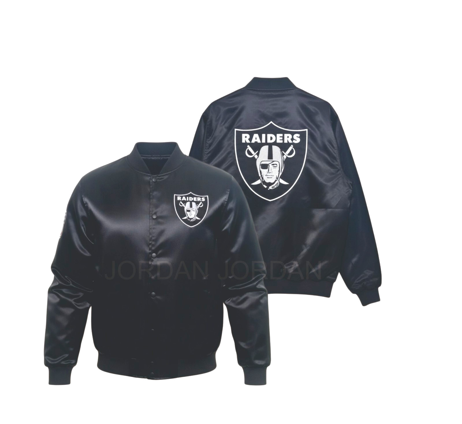 NFL Oakland Raiders Black Varsity Embroidered Patch Vintage Bomber Jacket