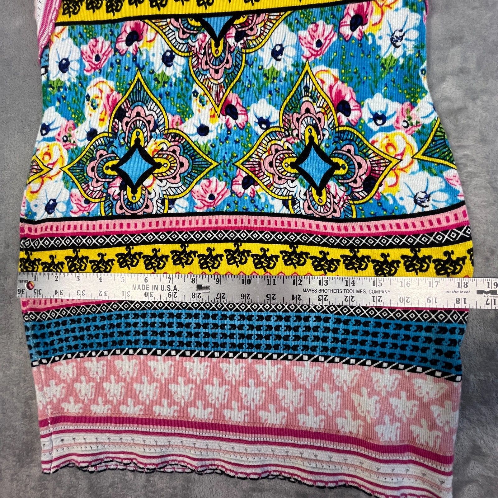 Mandala Boho Womens Floral Sleeveless Knit Bodycon Sweater Dress L Lightweight