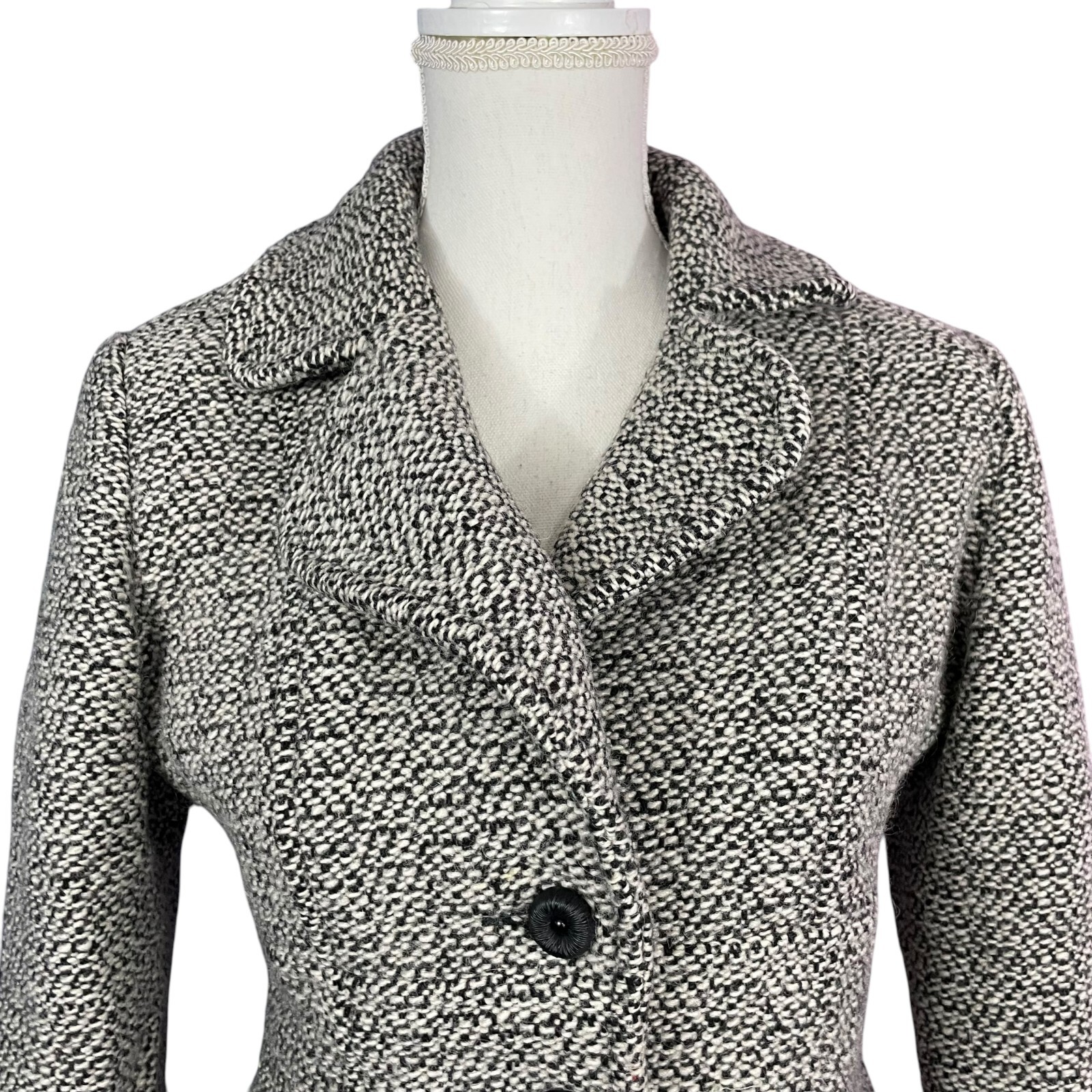 Marvin Richards Wool Blend Jacket M Marled Boucle Notched Lapel Blazer Coat Gray