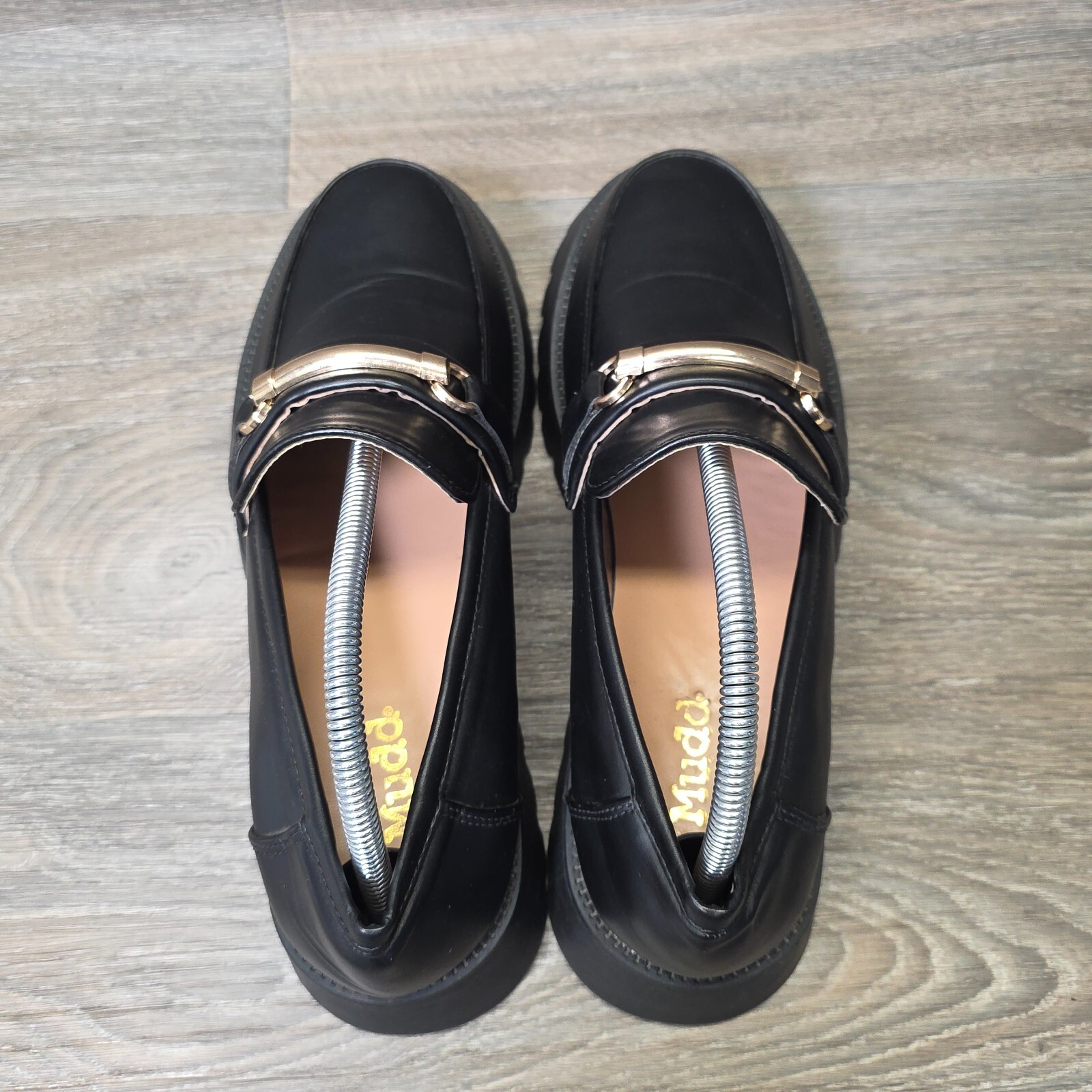 Mudd Loafers Womens 10M Black Faux Leather Slip On Chunky Platform Academia Y2K