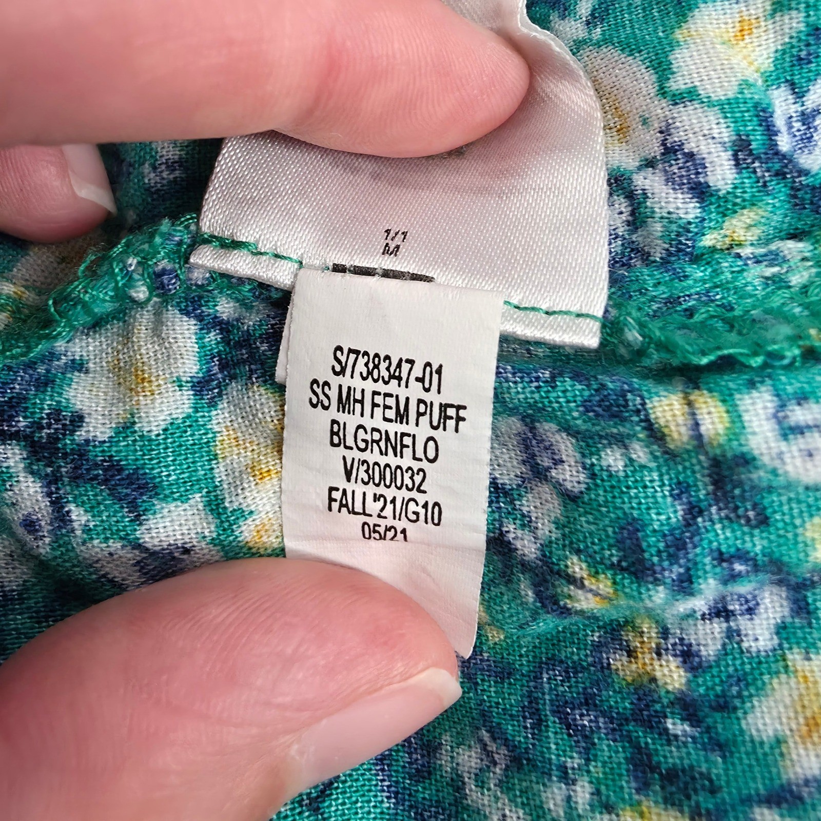 Old Navy Teal Green Floral Tiered Maxi Dress Puff Sleeve Button Front Womens M
