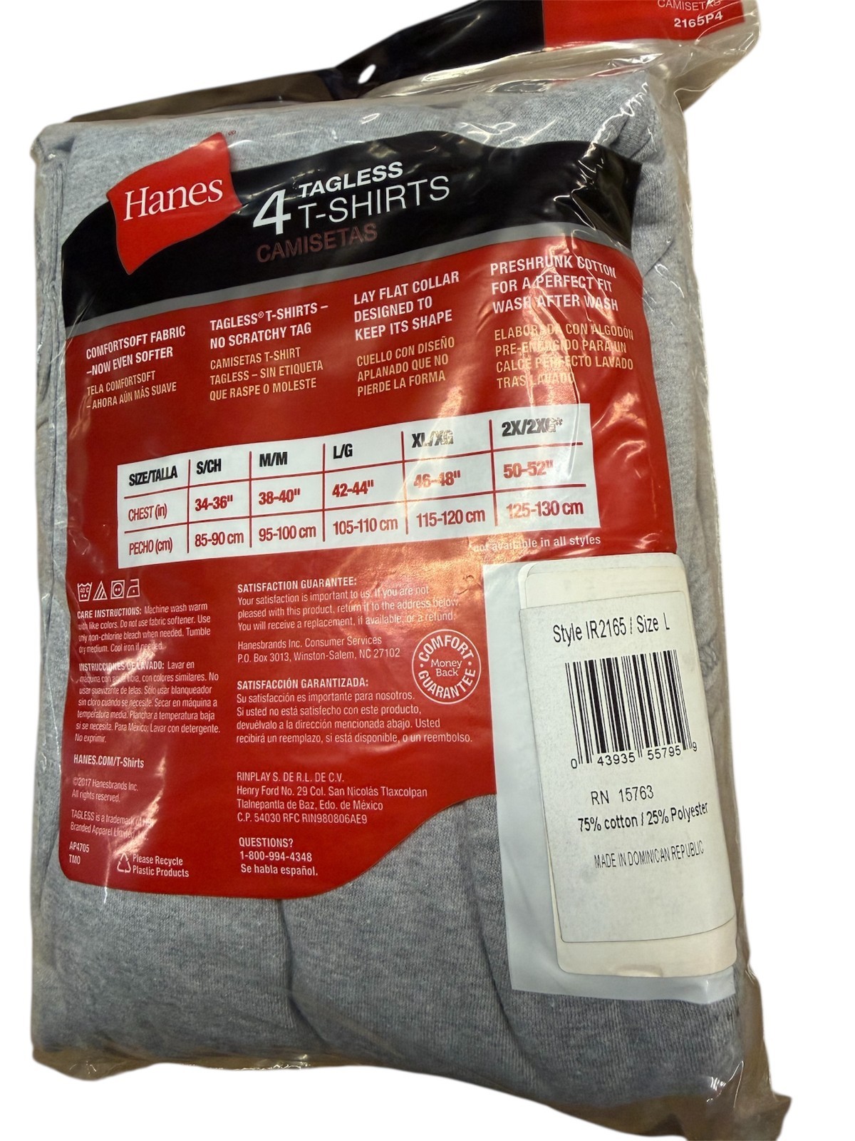 Hanes Men’s T-Shirt Tagless ComfortSoft Crewneck 4-Pack 2165