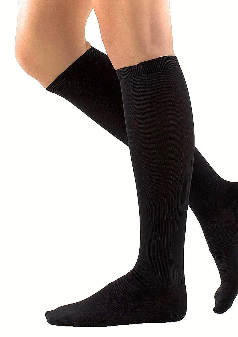 2 Pairs Mens Graduated Mild COMPRESSION 10-15 mmHg Over The Calf Black Socks