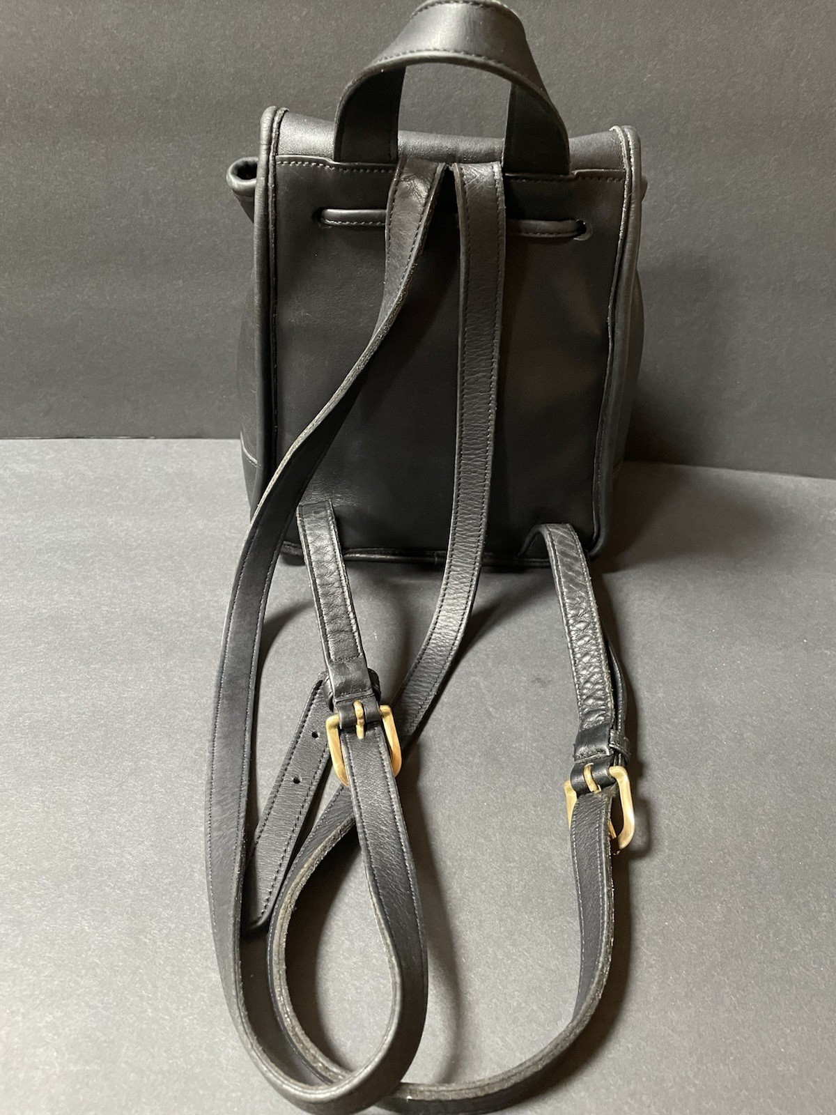 COACH Vintage Mini Turnlock Backpack Black Glove Tanned Leather USA 9960