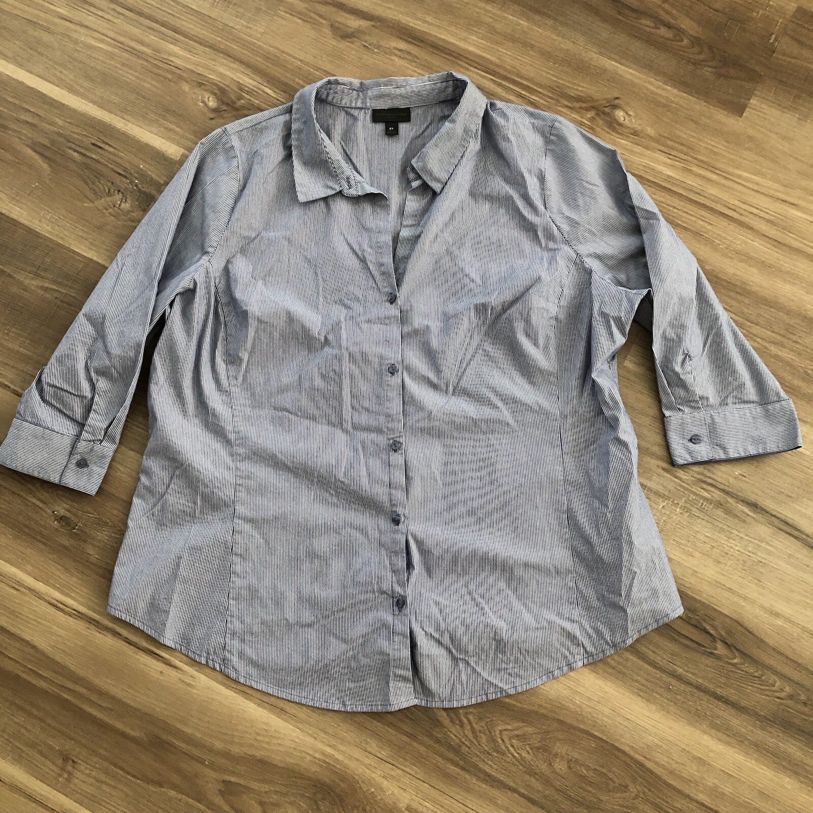 Worthing Women’s Pin Stripe Button down size 2X Blue Work Wear