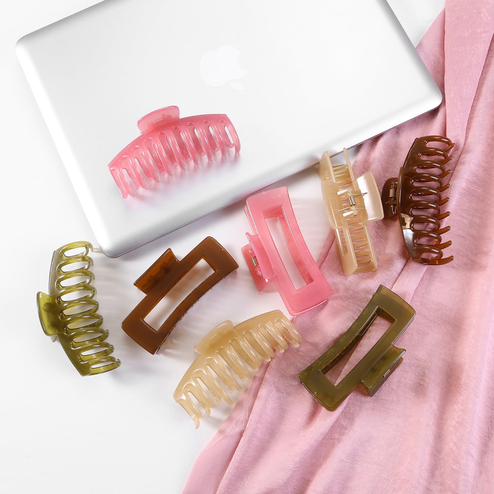 8 PCS 4.3 Inch Large Jelly Hair Claw Clips Strong Hold NonSlip Thick Thin