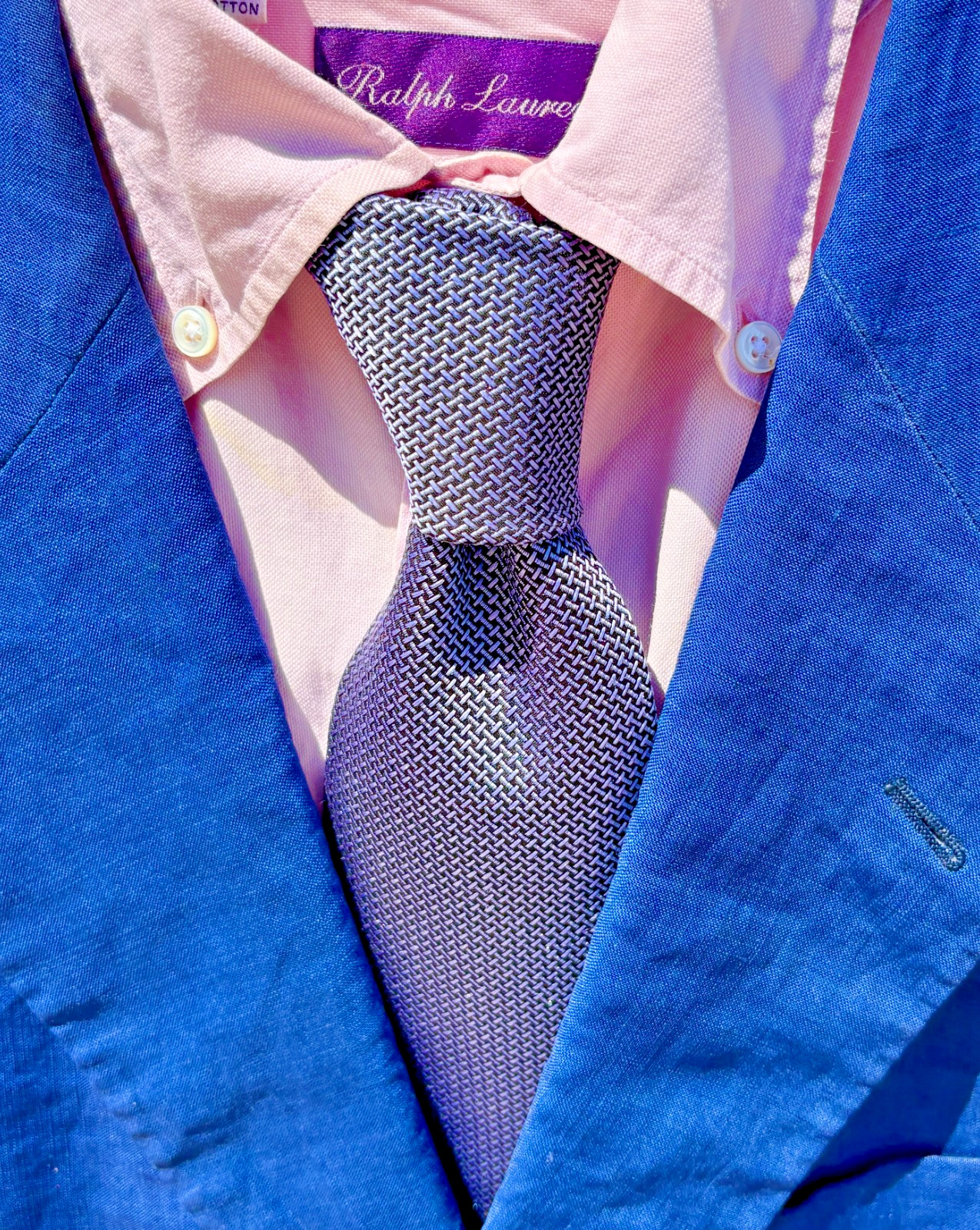 Ralph Lauren Purple Label Woven Violet-Blue Silk Necktie – England – $235.00