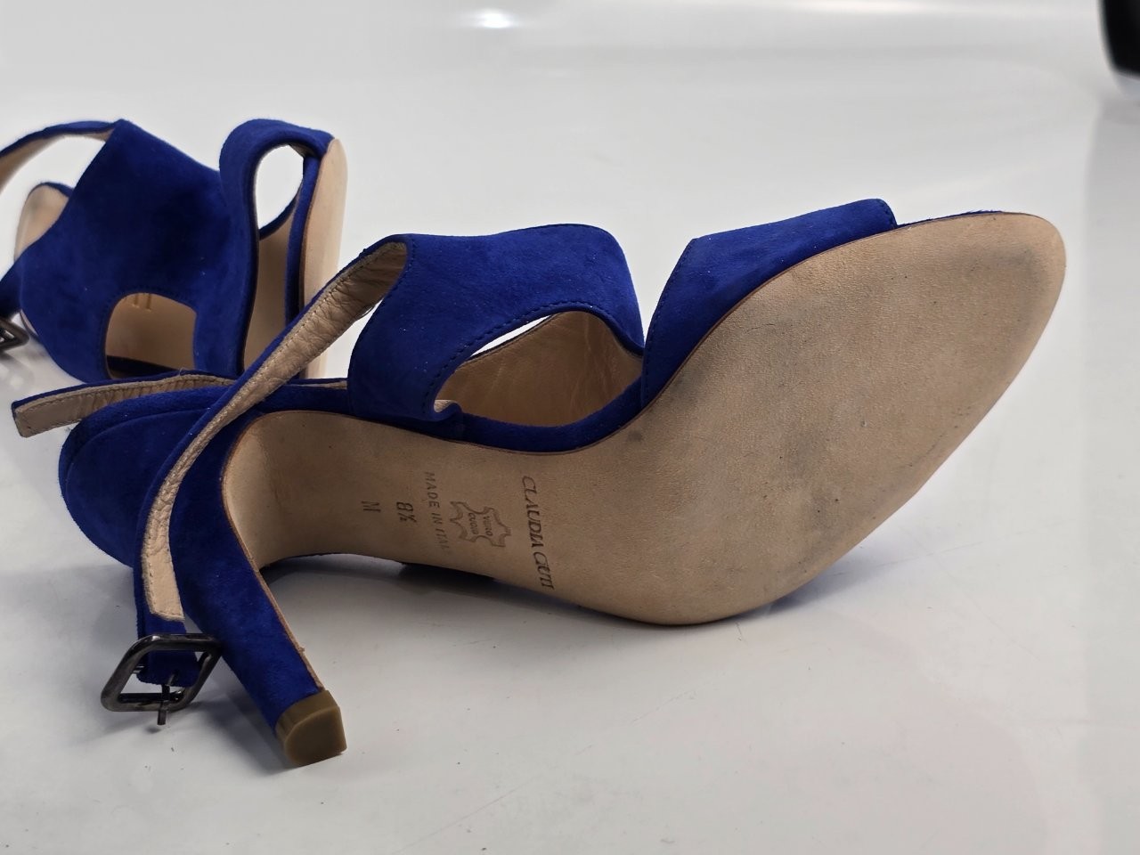Claudia Ciuti Women’s Blue Suede Cutout Slingback Heels US Size 8.5M