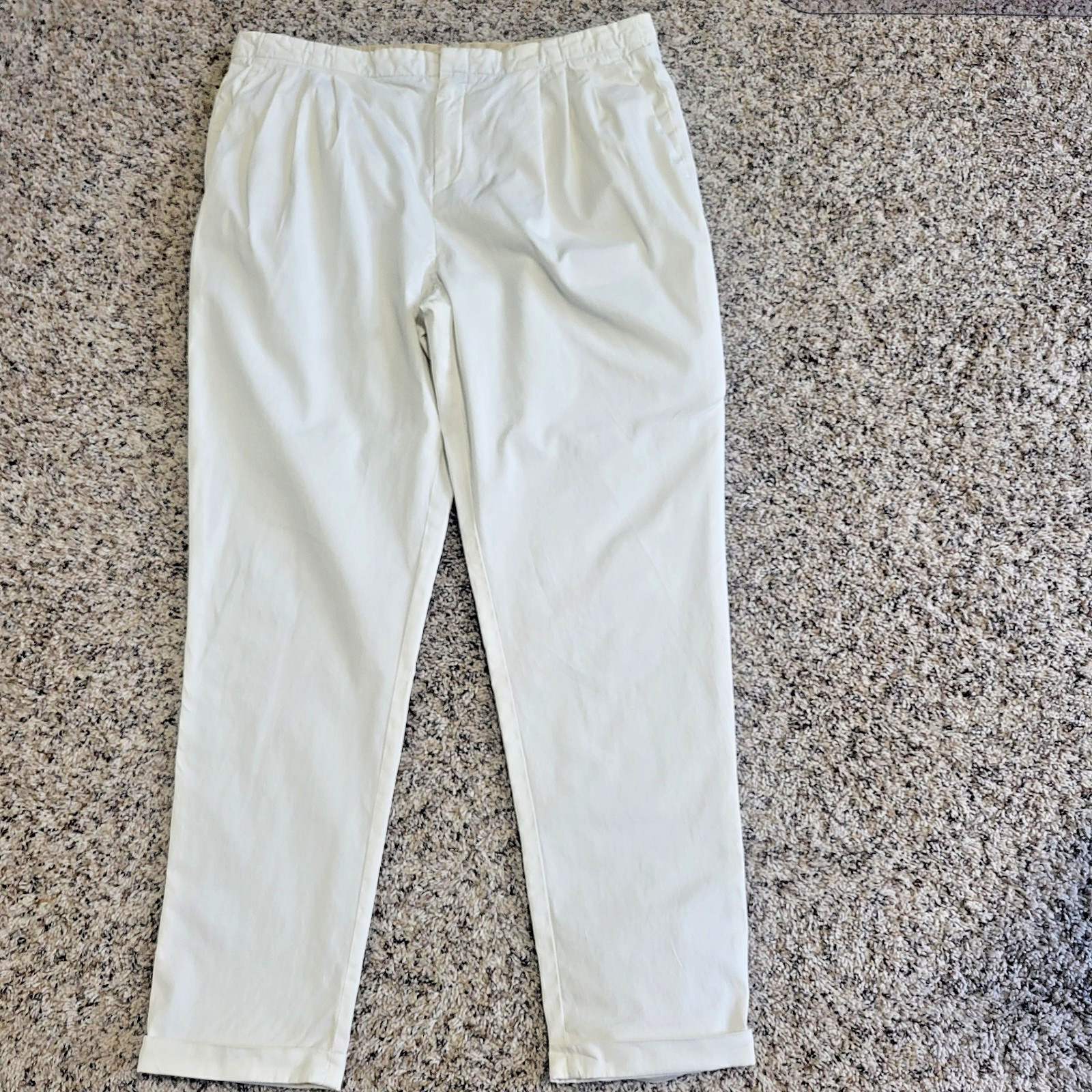Rag & Bone Womens Pleated Pants Cream Size 8 Made in USA Cotton Trousers