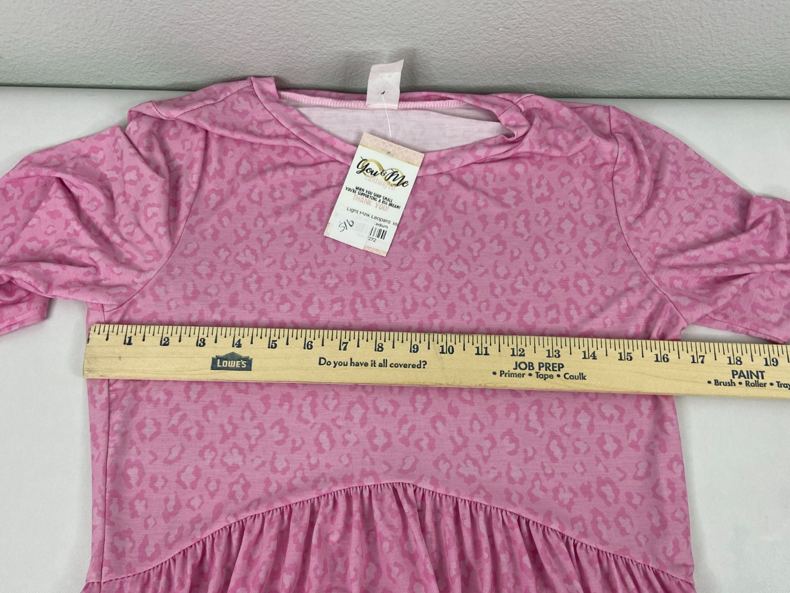 Women Medium Pink Leopard Print Babydoll Top Ruffle Casual