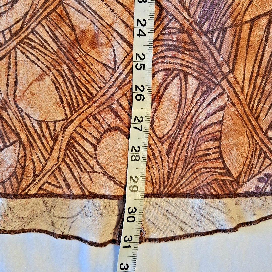 Peruvian Connection Maxi Skirt Size 6 Earthy Brown Leaf Pattern Pima Cotton Boho