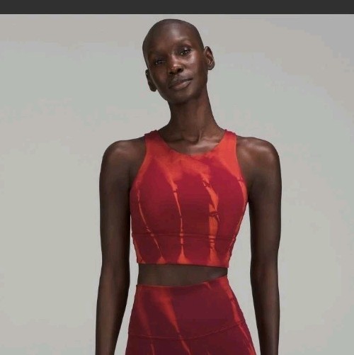Lululemon Wunder Train Longline Bra Size 4 Sun Bleached Wash Red Merlot Tie Dye