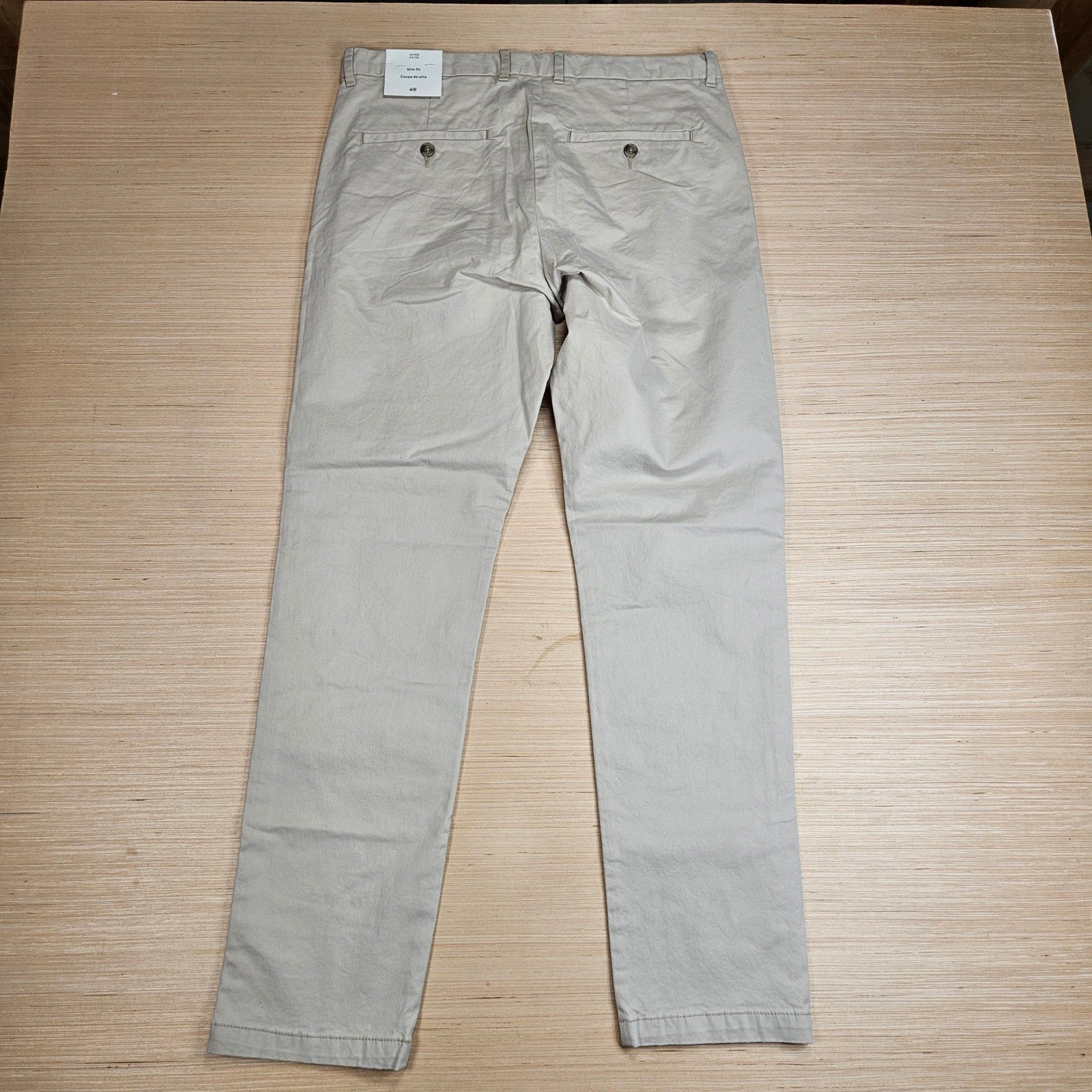 H&M Slim Fit Chino Pants Mens 32×31 Beige Trousers Office Minimalist NEW