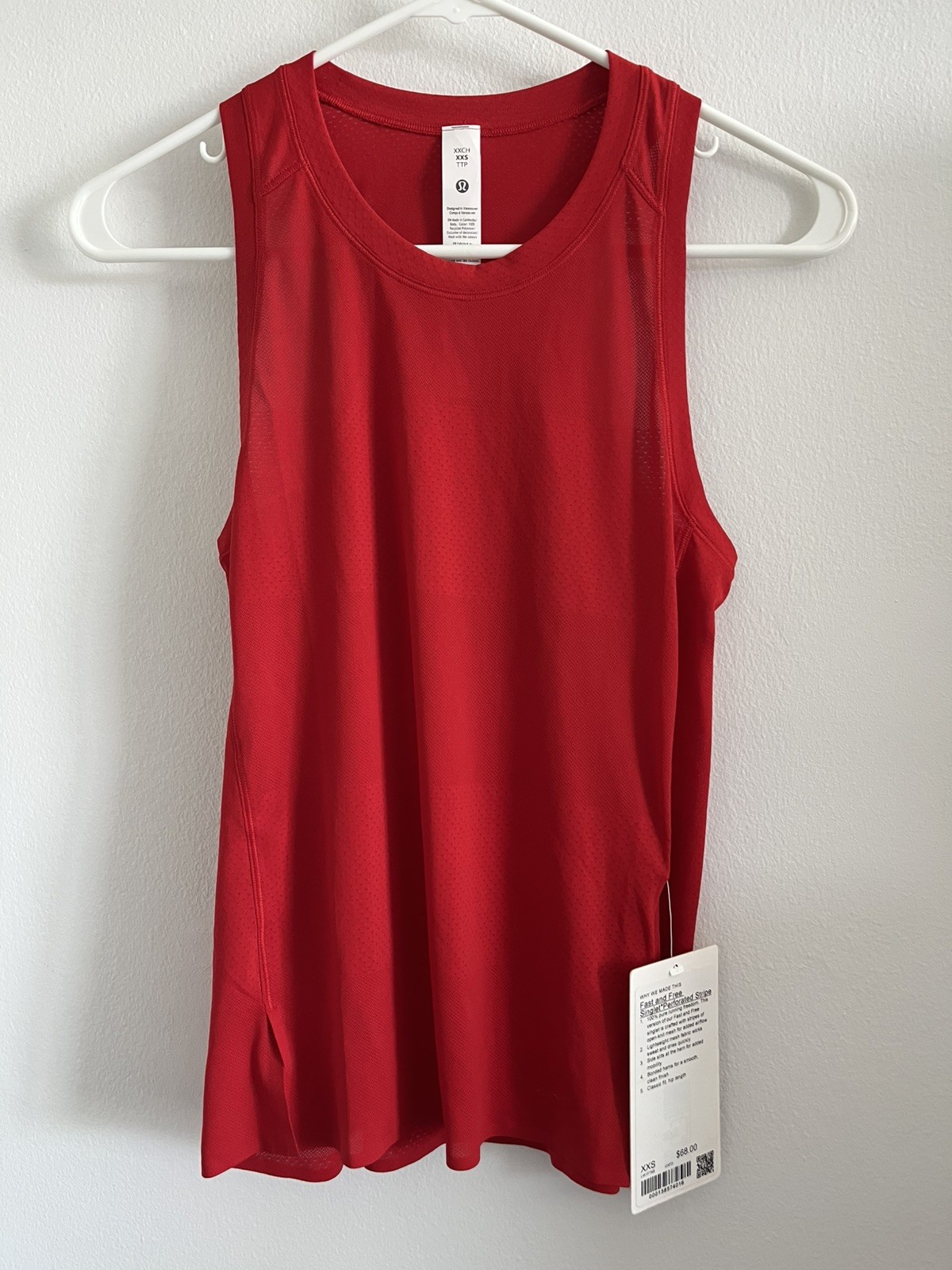 lululemon Fast and Free Singlet Perforated Stripe – Oxford Red Size XXS Women’s