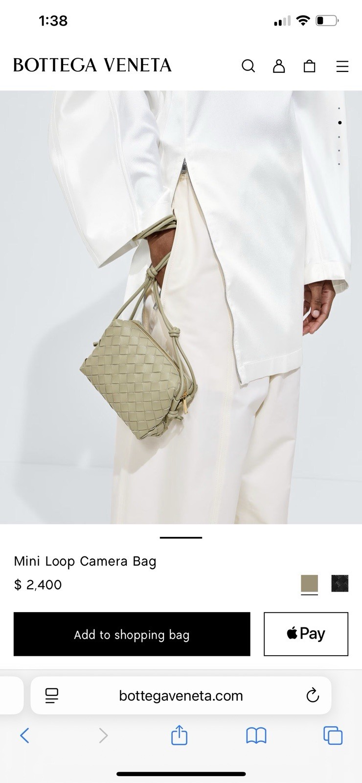 Bottega Veneta Mini Loop Camera Bag Intrecciato Travertine Crossbody Shoulder