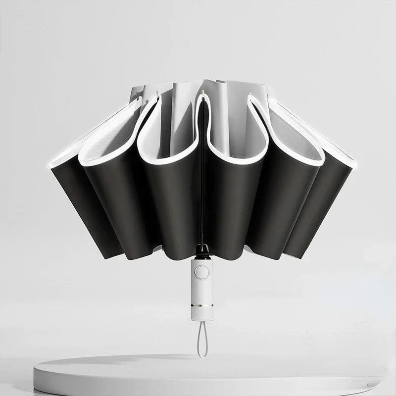 Men Women Automatic Reverse Folding Umbrella Windproof UV Reflective Stripe*