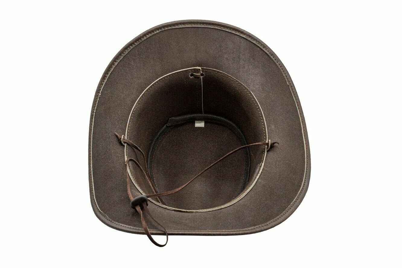 Men’s Brown Genuine Leather Cowboy Western Hat