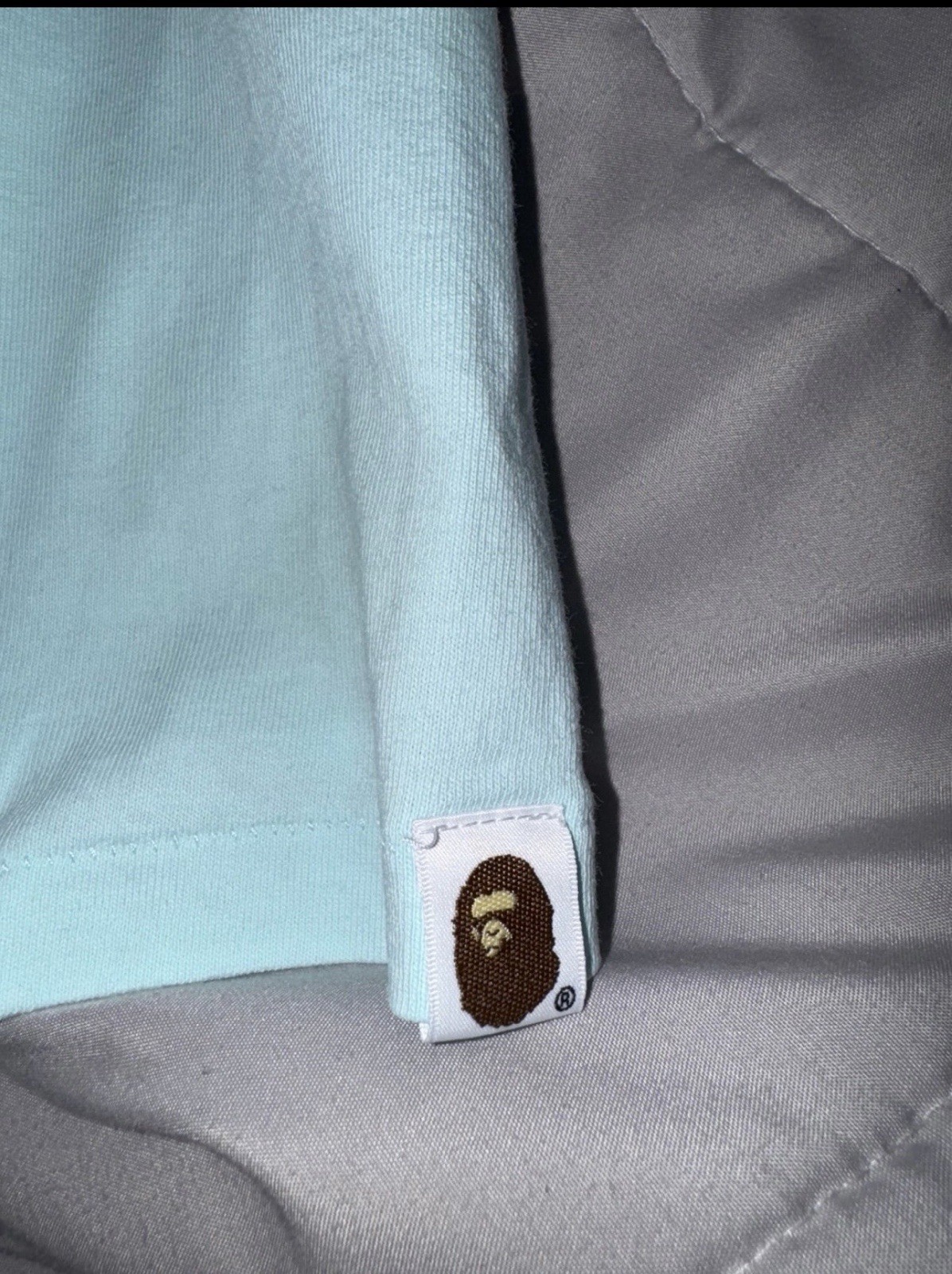 *Authentic* A Bathing Ape BAPE College Logo Tee Ape Head Graphic Light Blue 2XL