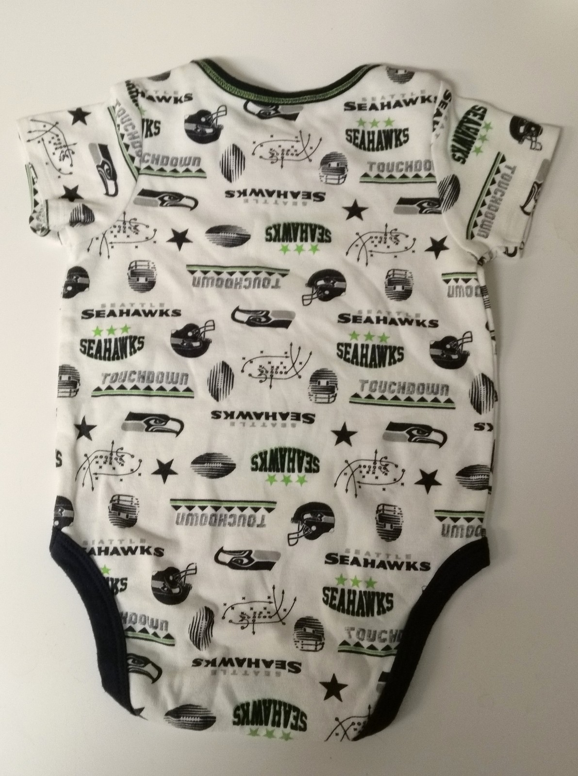 Qty 3 SEATTLE SEAHAWKS NFL One Piece Bodysuit Romper Size 6-9 Months 100% Cotton