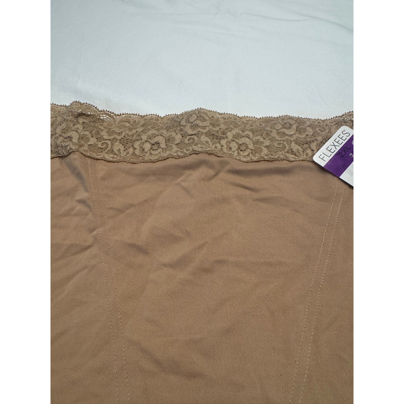 Flexees Maidenform Shapewear Thigh Slimmer Lace Trim Sz 2XL Tan NWT 405 291
