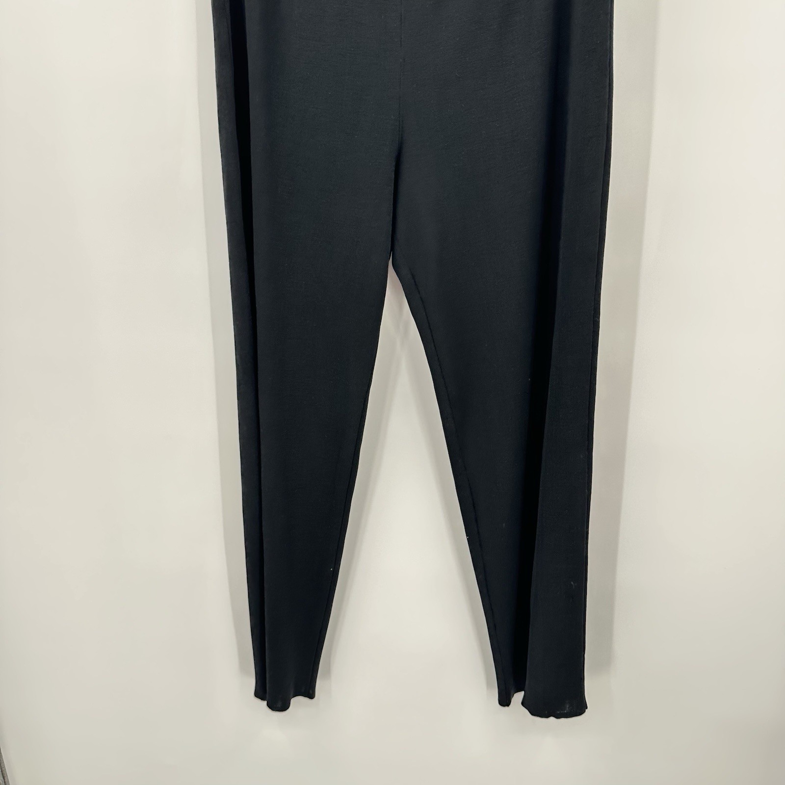 MING WANG straight leg pants black petite PL knit modern knitwear pull on