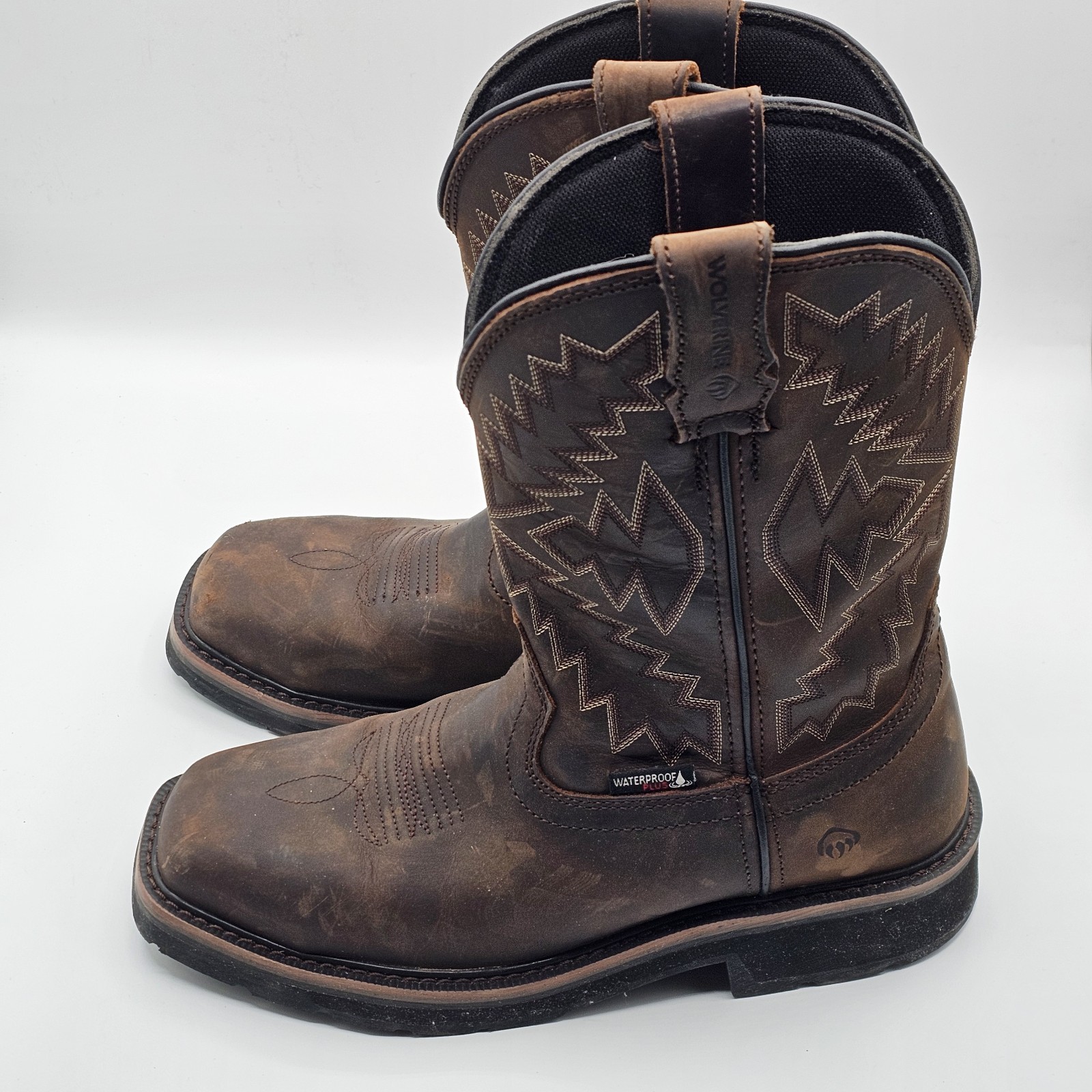 Wolverine Western Work Boots Men’s 8.5EW Brown Leather Safety Toe Cowboy