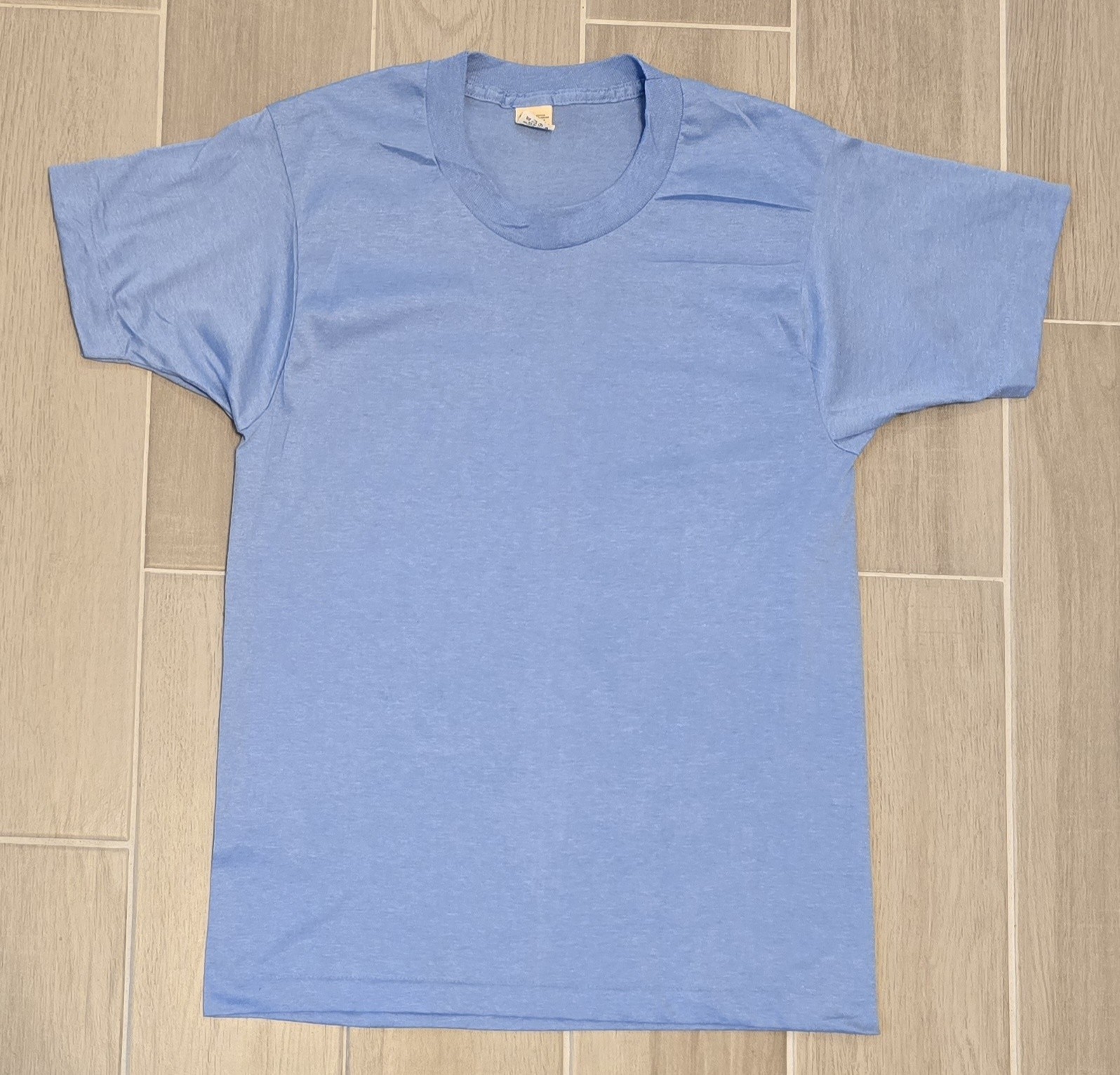 Vintage Screen Stars Blank Light Blue Shirt Size Medium 80’s Single Stitch USA