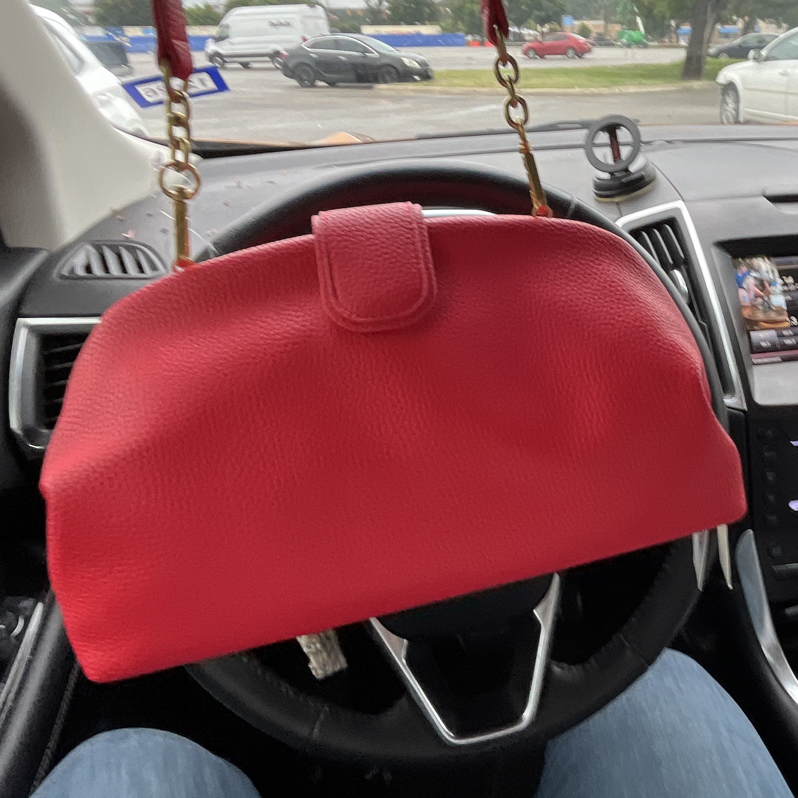 Free Assembly Women’s Red Shoulder Bag Lined Blue Lining Gold Hardware