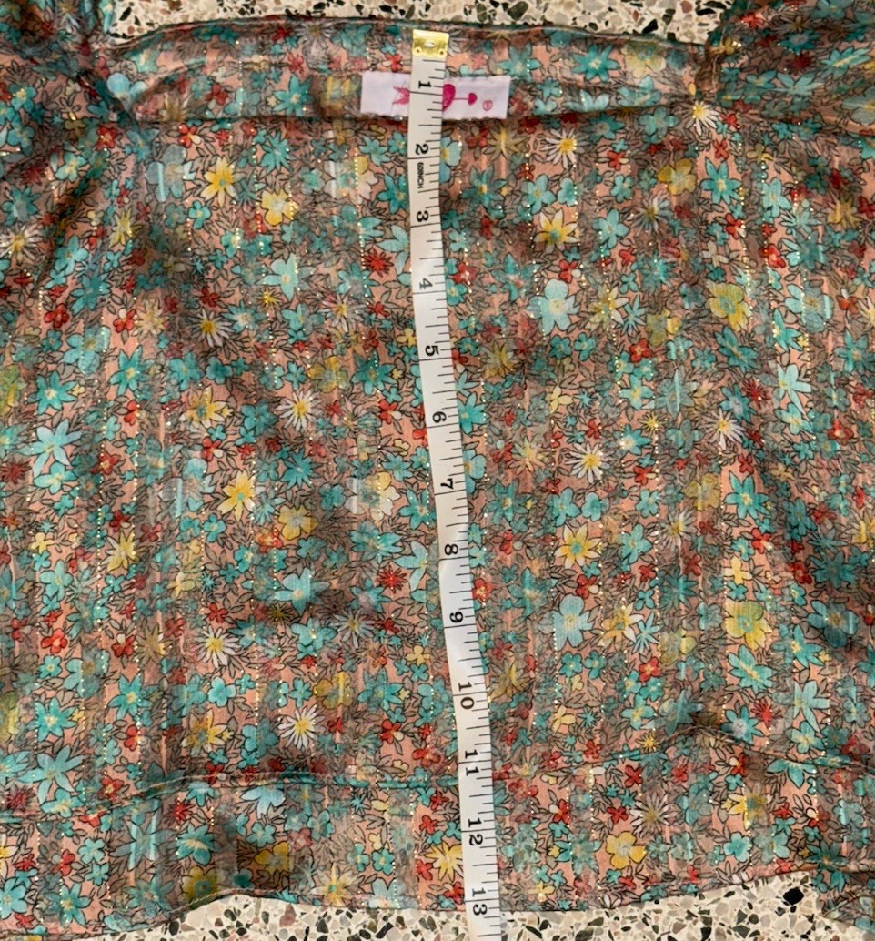 BuddyLove Off Shoulder Floral Ruffle Top Women’s Size S Metallic Boho Blouse