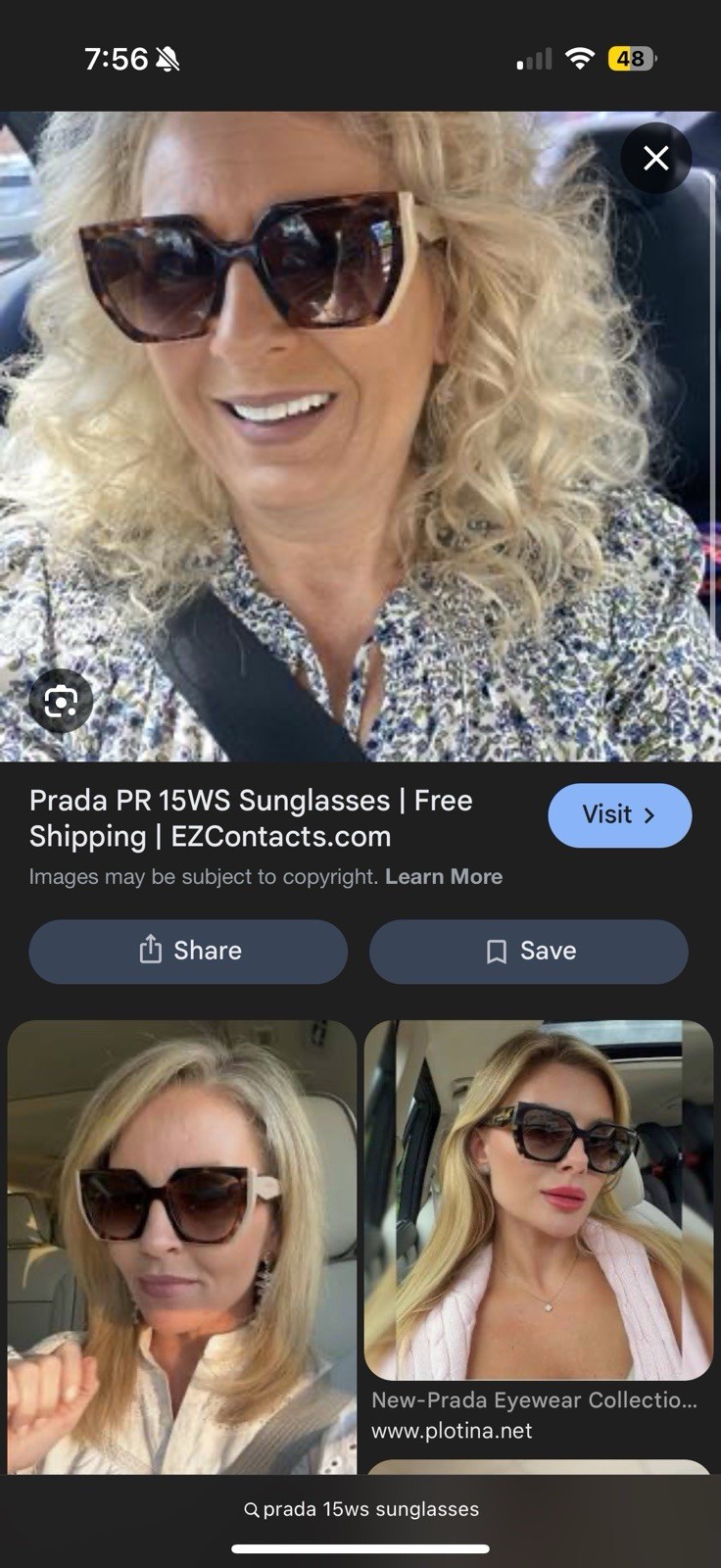 PRADA Sunglasses PRADA PR15WS Black size 55 women’s, Great Condition, Used