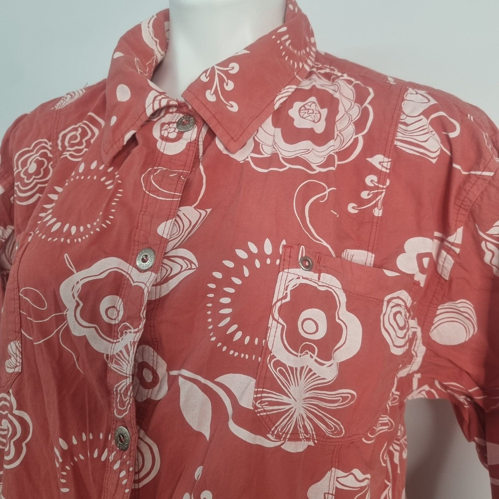 Fresh Produce Women’s Jacket Shirt Floral Vivid Coral Pink Button Down Sz XXL