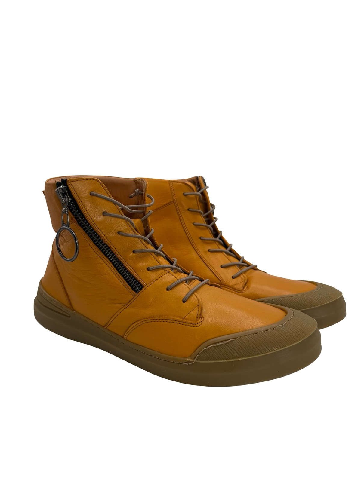 Sheridan Mia Orange Leather Lace-Up Zipper Boots US 9