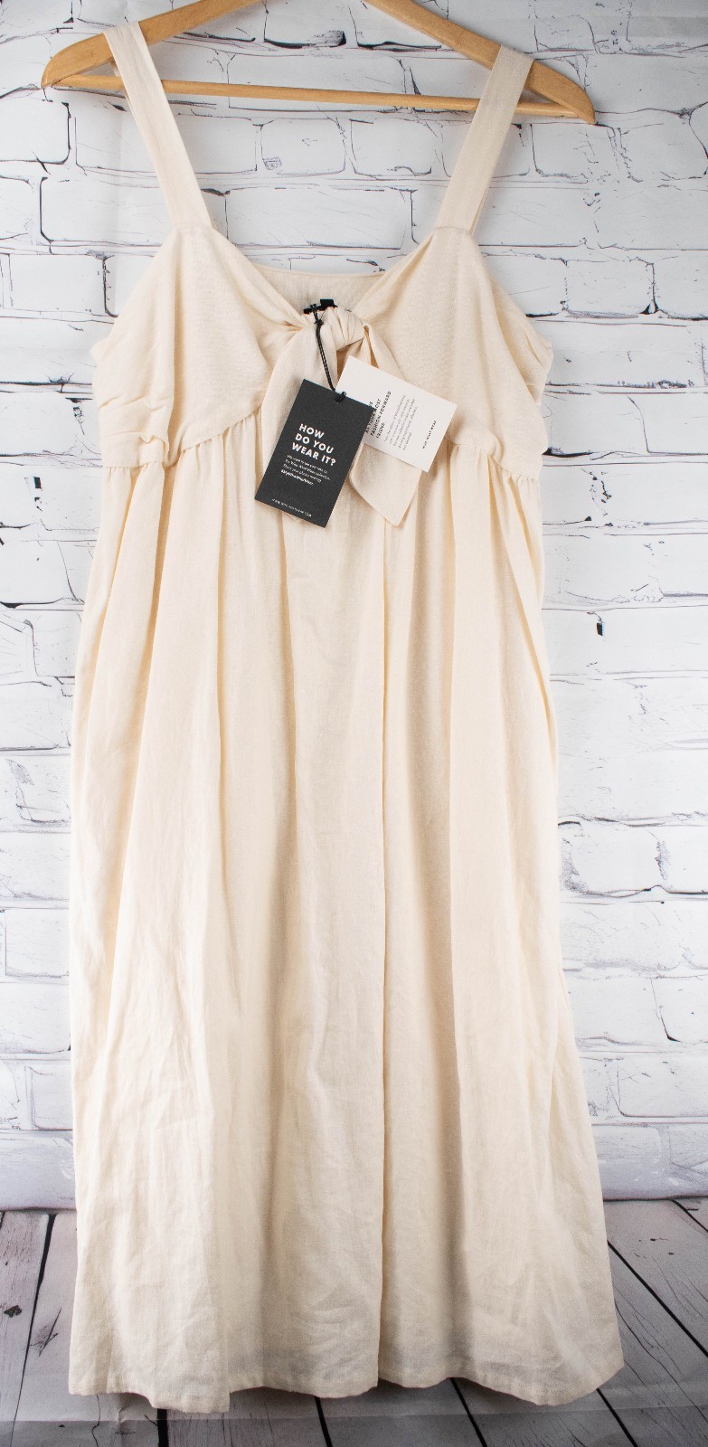 Retro High Waist Fit & Flare Strap Sleeveless Dress Front Chest Tie Women’s L