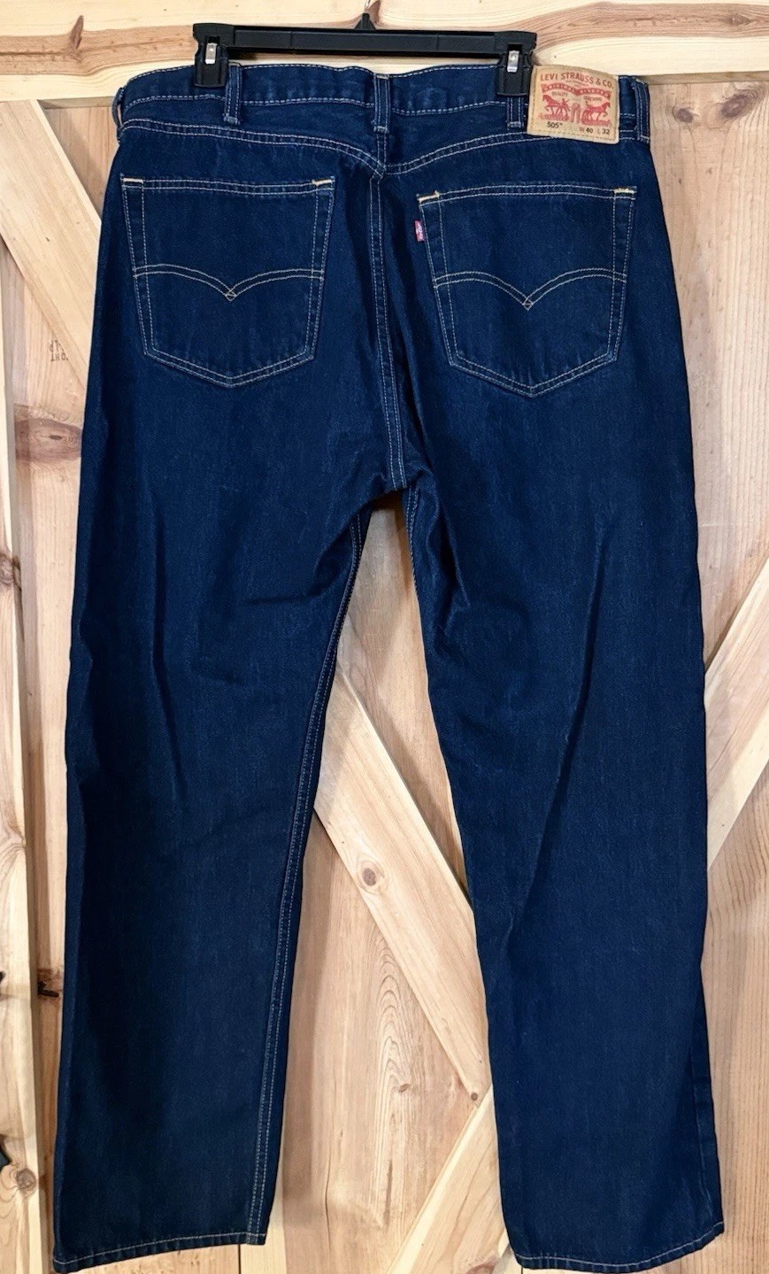 LEVI’S 505 Regular Fit Straight Leg Jeans Men 40×32 Dark Wash Cotton Denim
