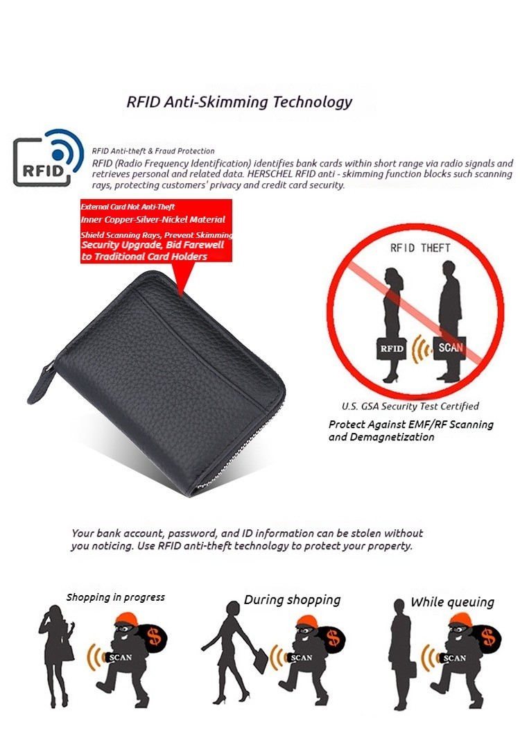 Accordion Style Leather Card Holder RFID Anti-Theft Card Case Coin Change Purse