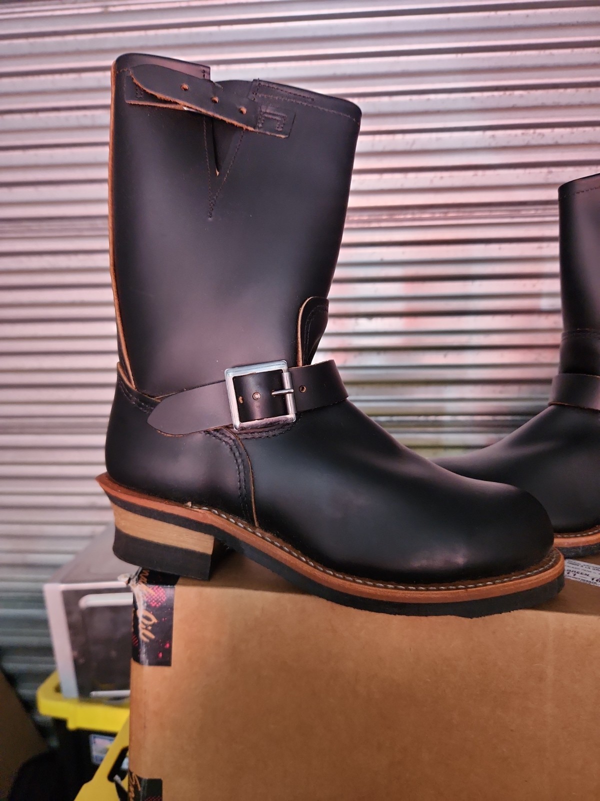 Red Wing 9268 Engineer Boots Klondike Leather, Black, Steel Toe, Size 8.5 D