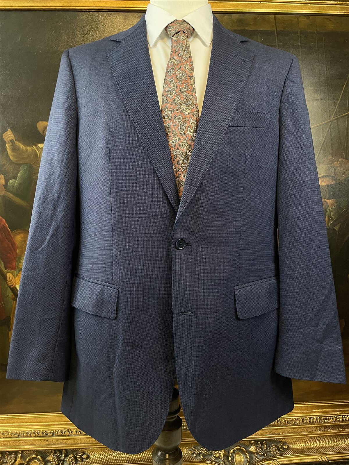 Culwell & Son BESPOKE 42R Blue Nailhead Superfine Wool 2Btn Blazer Jacket