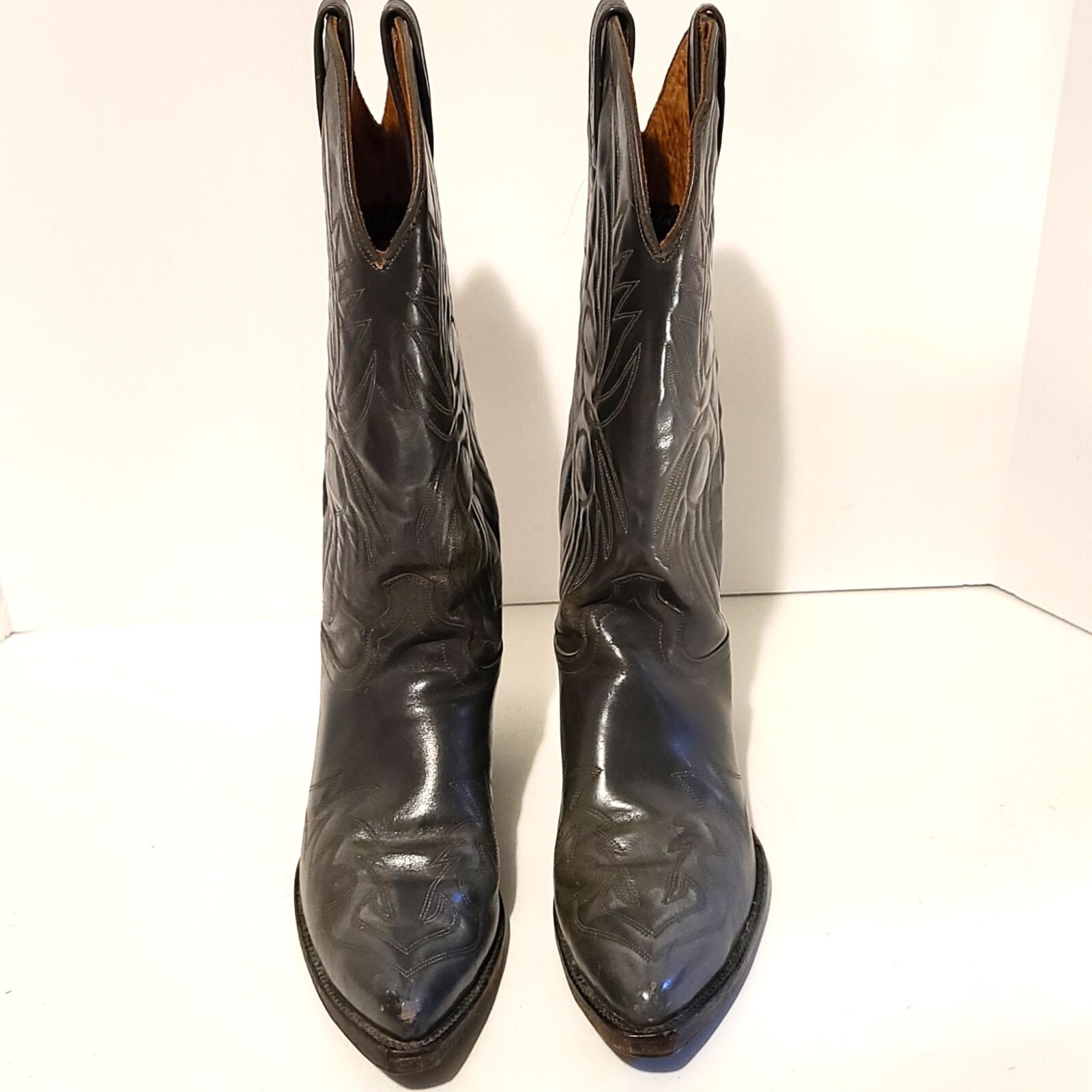 J. CHISHOLM WESTERN LEATHER COWBOY BOOTS MEN’S SIZE 9 D GRAY MADE IN USA