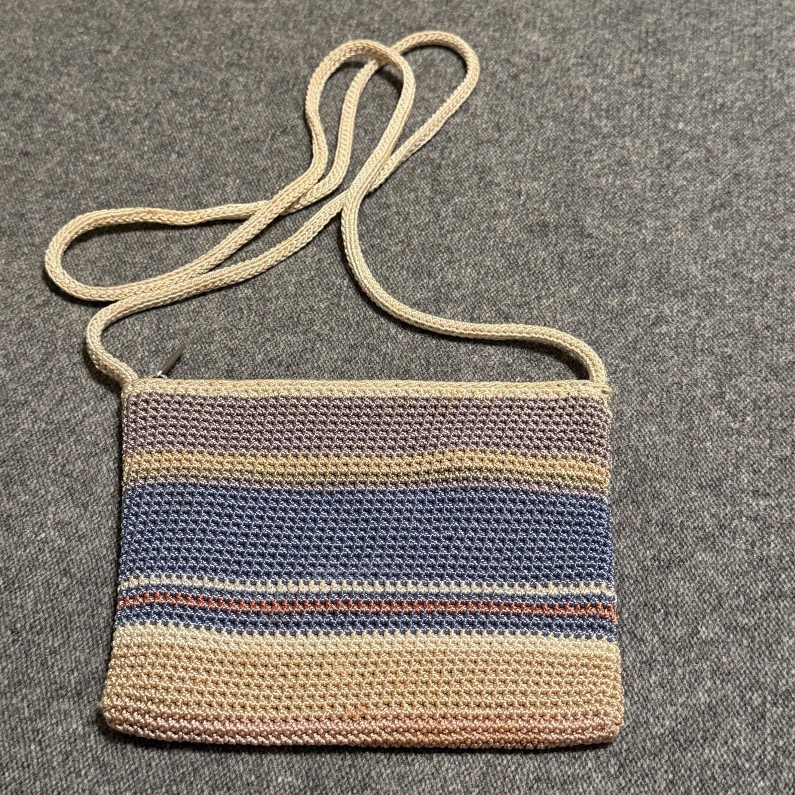 The Sak Crochet Crossbody Bag, Small, Striped Beige Blue Purple Pink Boho 2011